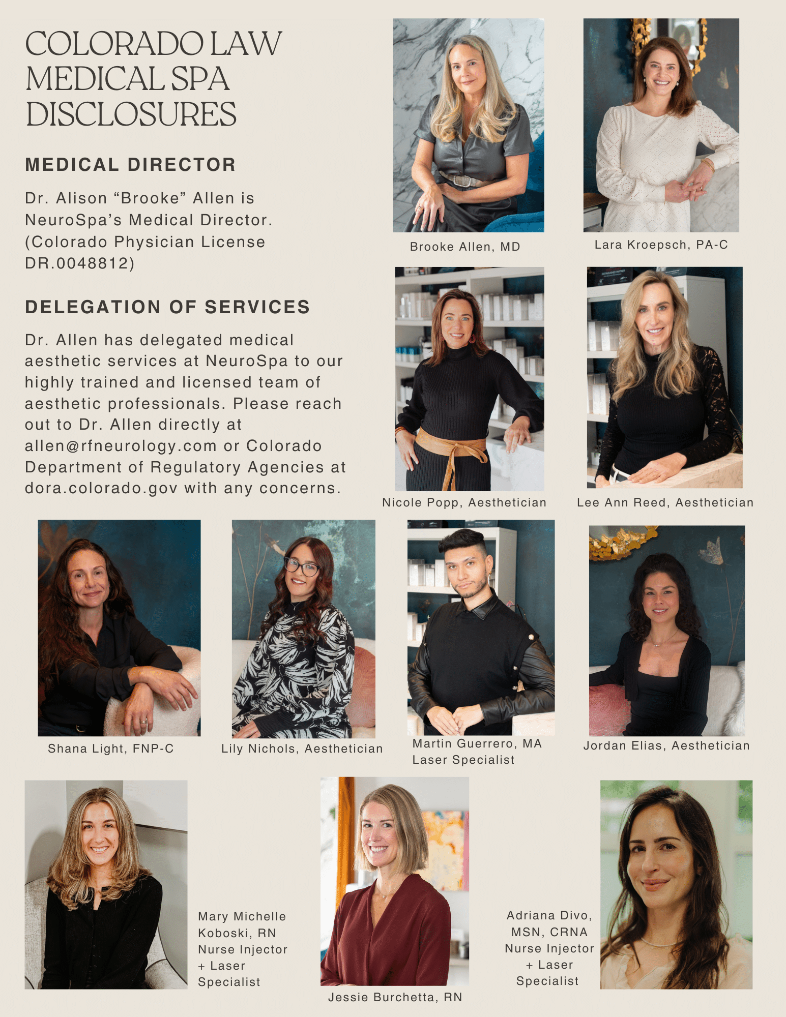 Colorado Medical Spa Disclosure